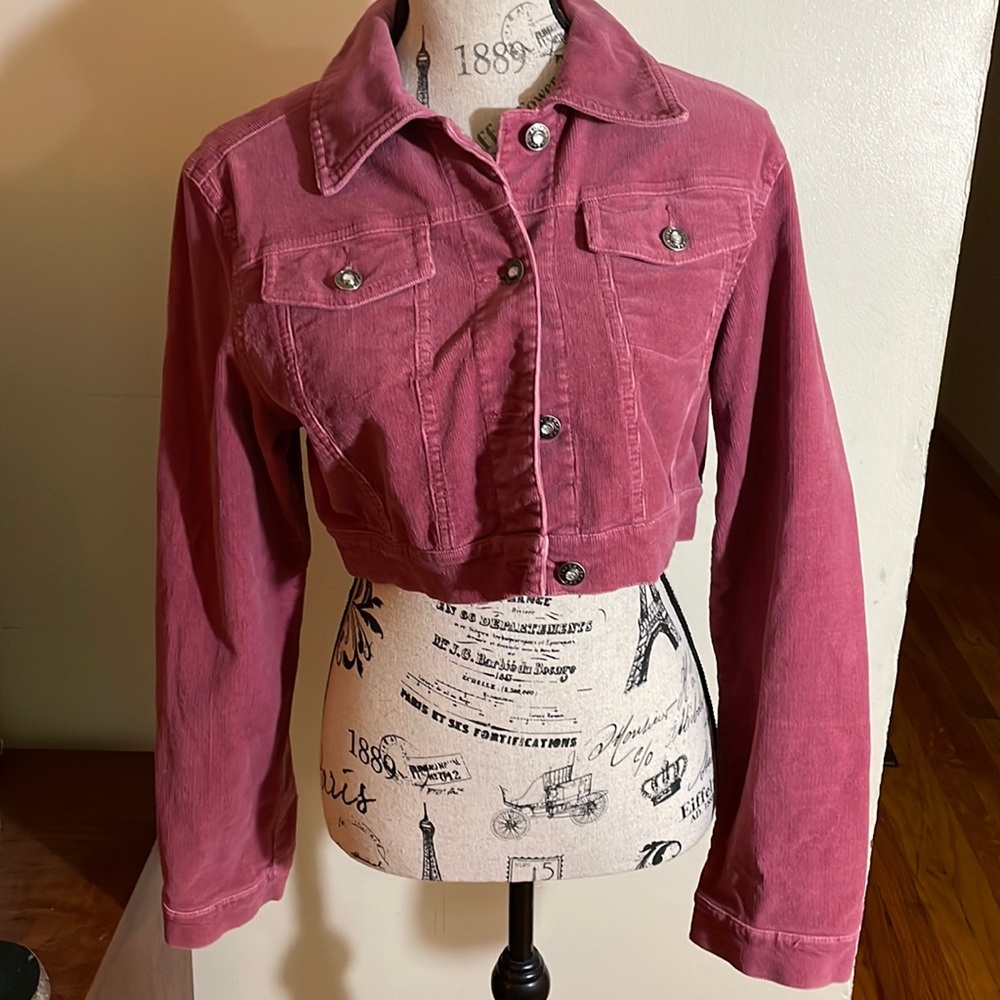 AC-3998 Mauve Cropped Corduroy Jacket